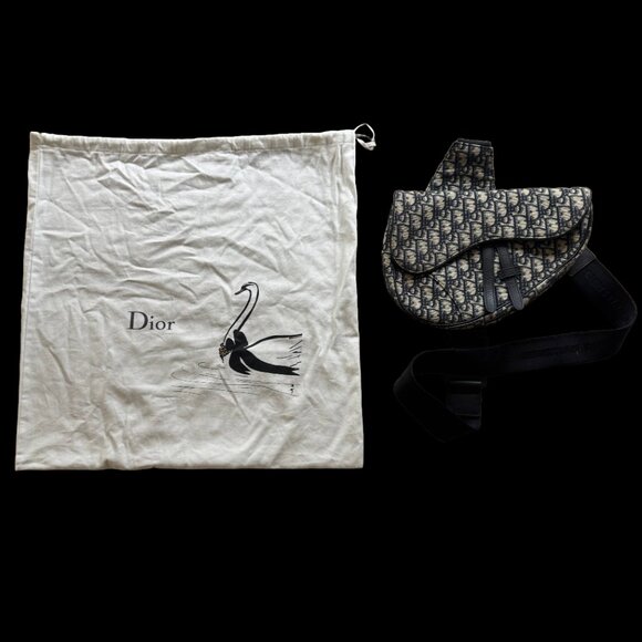 Beige and Black DIOR Oblique Jacquard Saddle Bag - Picture 5 of 6